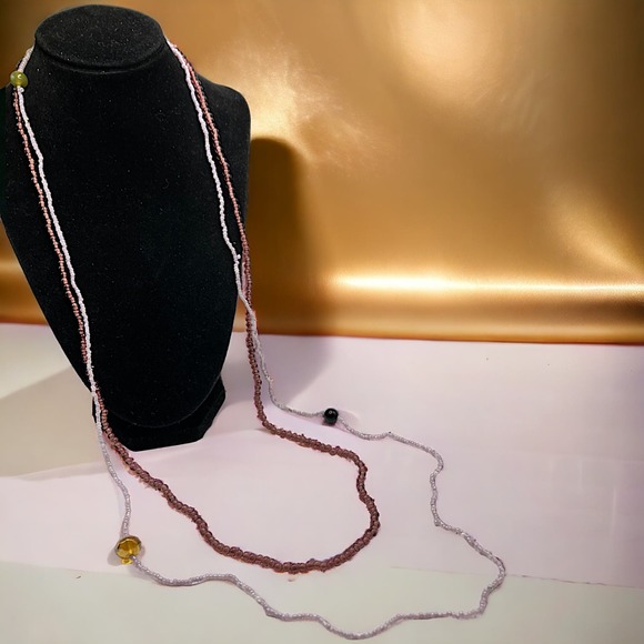 Vintage Purple & Pink Mini Beaded Necklace! - Picture 1 of 7